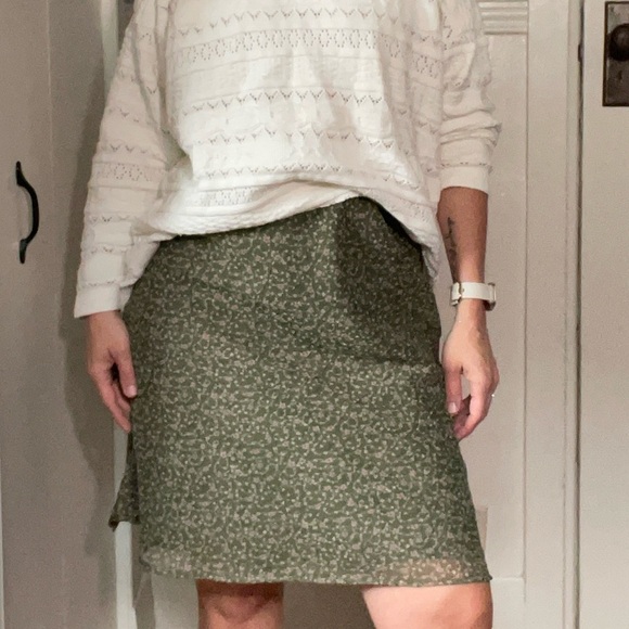 Vintage 90s floral green Beechers Brook mini skirt S/M - Picture 2 of 8